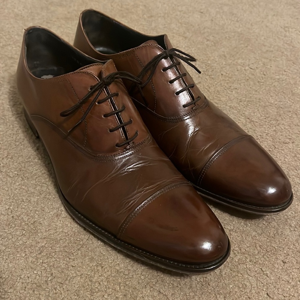 TO BOOT NEW YORK Adam Derrick Aidian Oxfords Cap Toe Cognac 12981